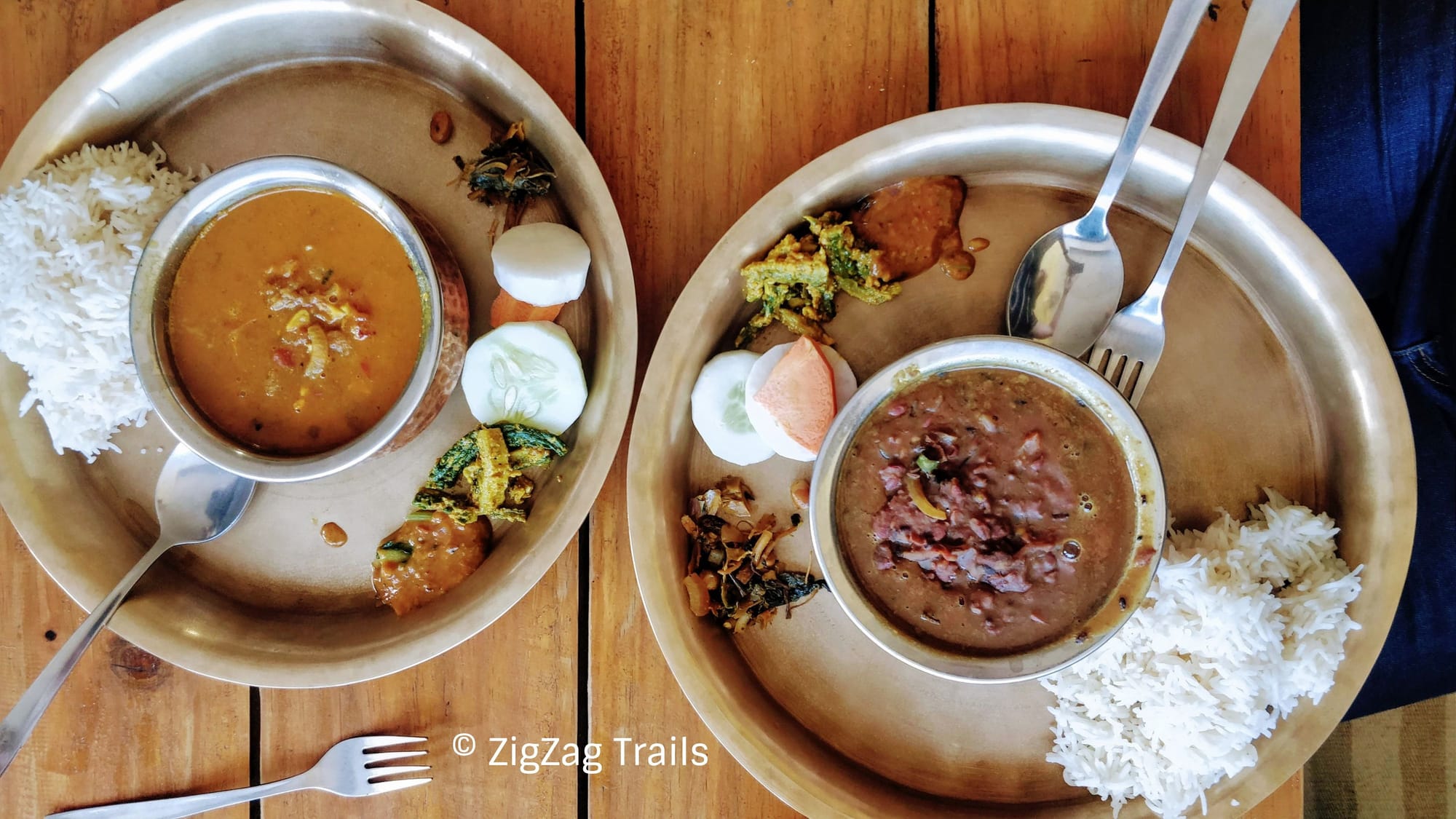 Thakali vegetable platter in Nepali Kitchen.